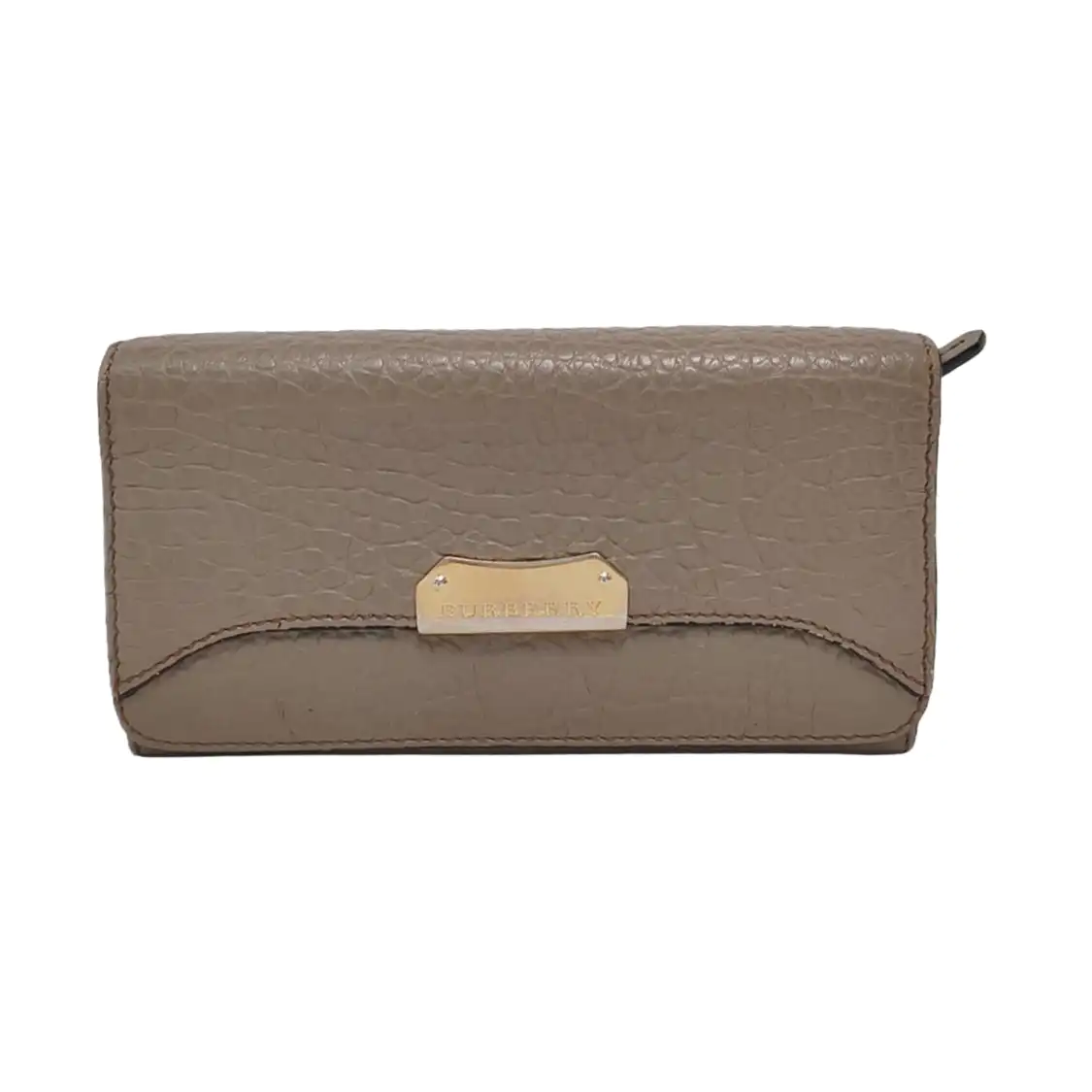 BURBERRY Langley Gray Cowhide Wallet Golden hardware-(SKU)-951267883