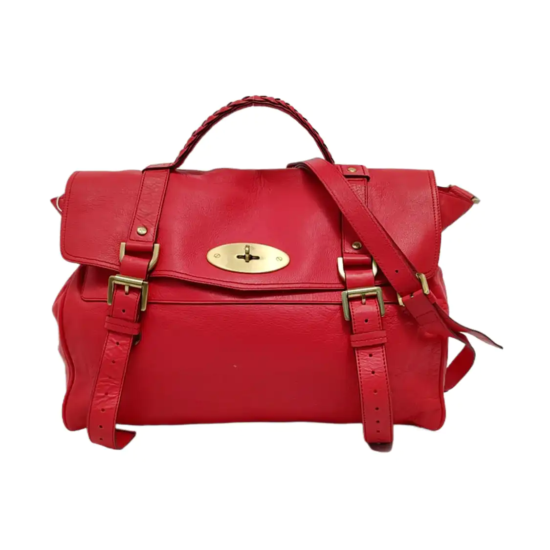 Mulberry Alexa Red Cowhide Single Shoulder Bag Handbag Crossbody Bag Golden hardware Removable shoulder strap-(SKU)-951491621