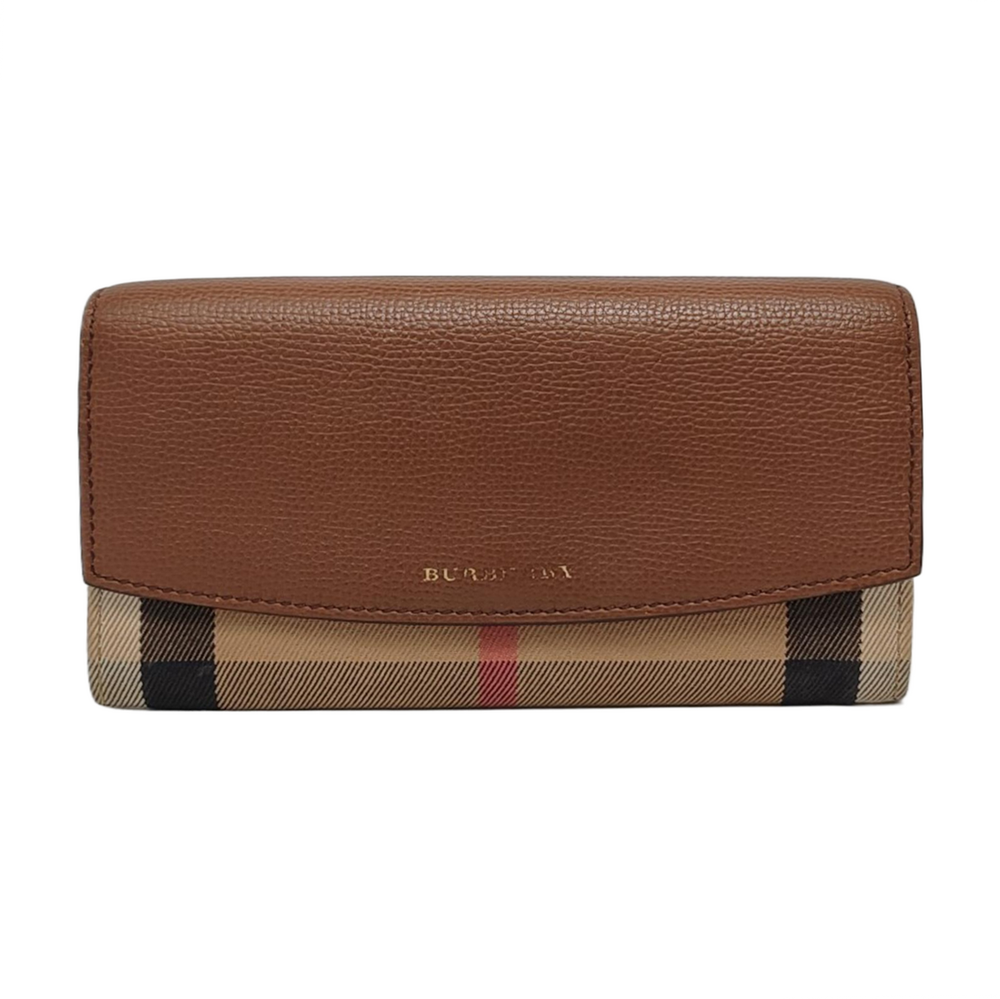 BURBERRY Brown Canvas Tartan Pattern Wallet Golden hardware-(SKU)-951700332