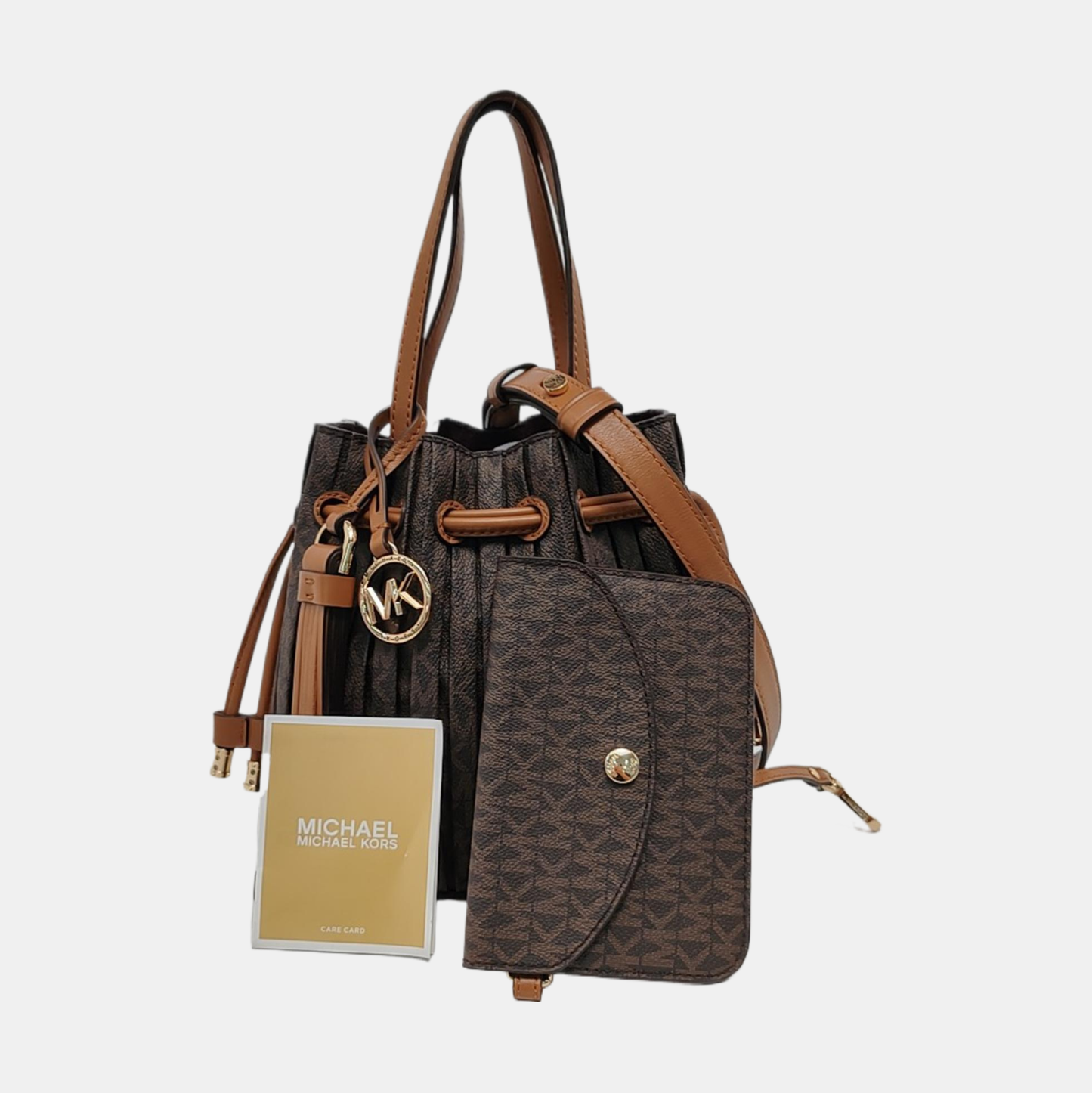 MICHAEL KORS Willa Extra Small Brown Coated Canvas Single Shoulder Bag Handbag Crossbody Bag Golden hardware Pouch detachable shoulder strap-(SKU)-951423591