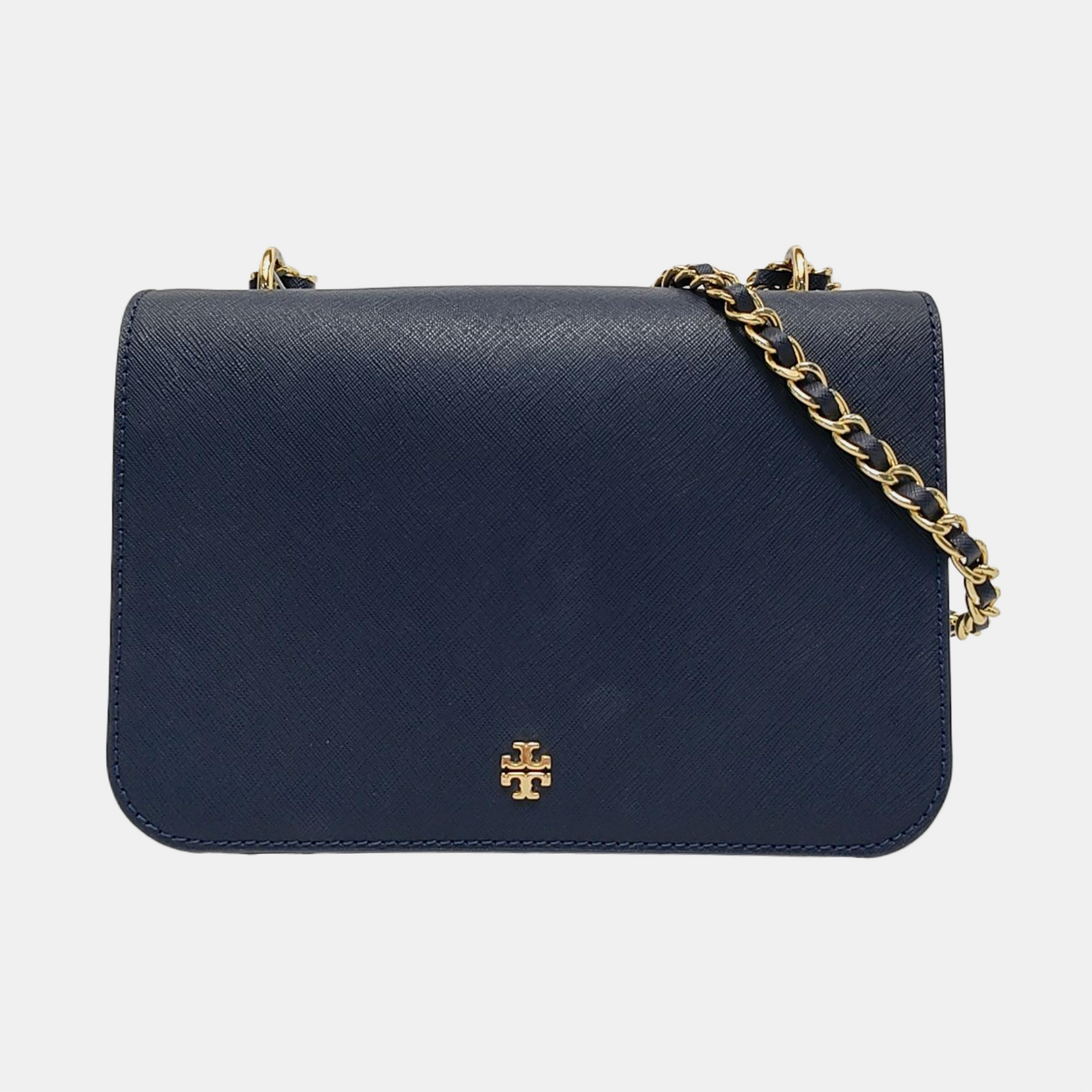 TORY BURCH Robinson Dark Blue Cowhide Embossed Single Shoulder Bag Crossbody Bag Golden hardware-(SKU)-951566144