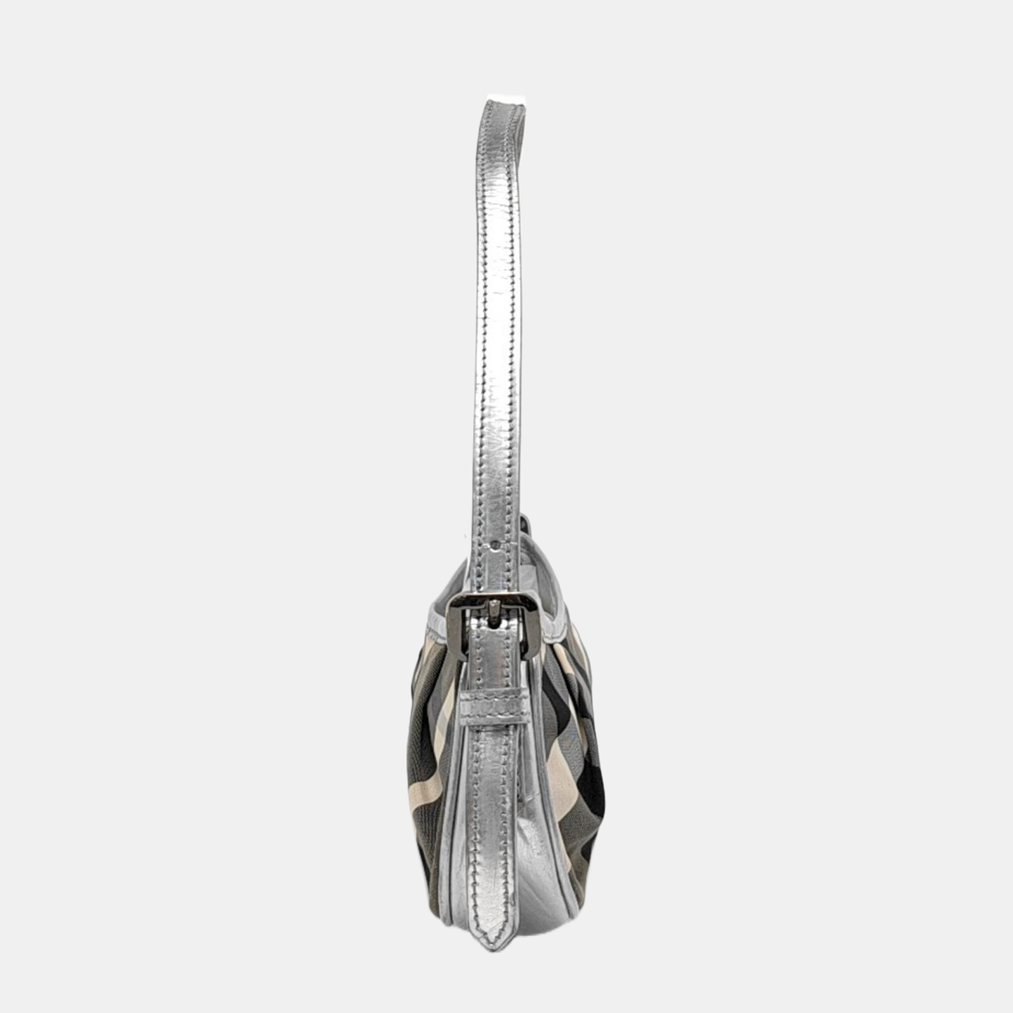 BURBERRY Gray Nylon Single Shoulder Bag, Handbag Black hardware Removable shoulder strap-(SKU)-951639021