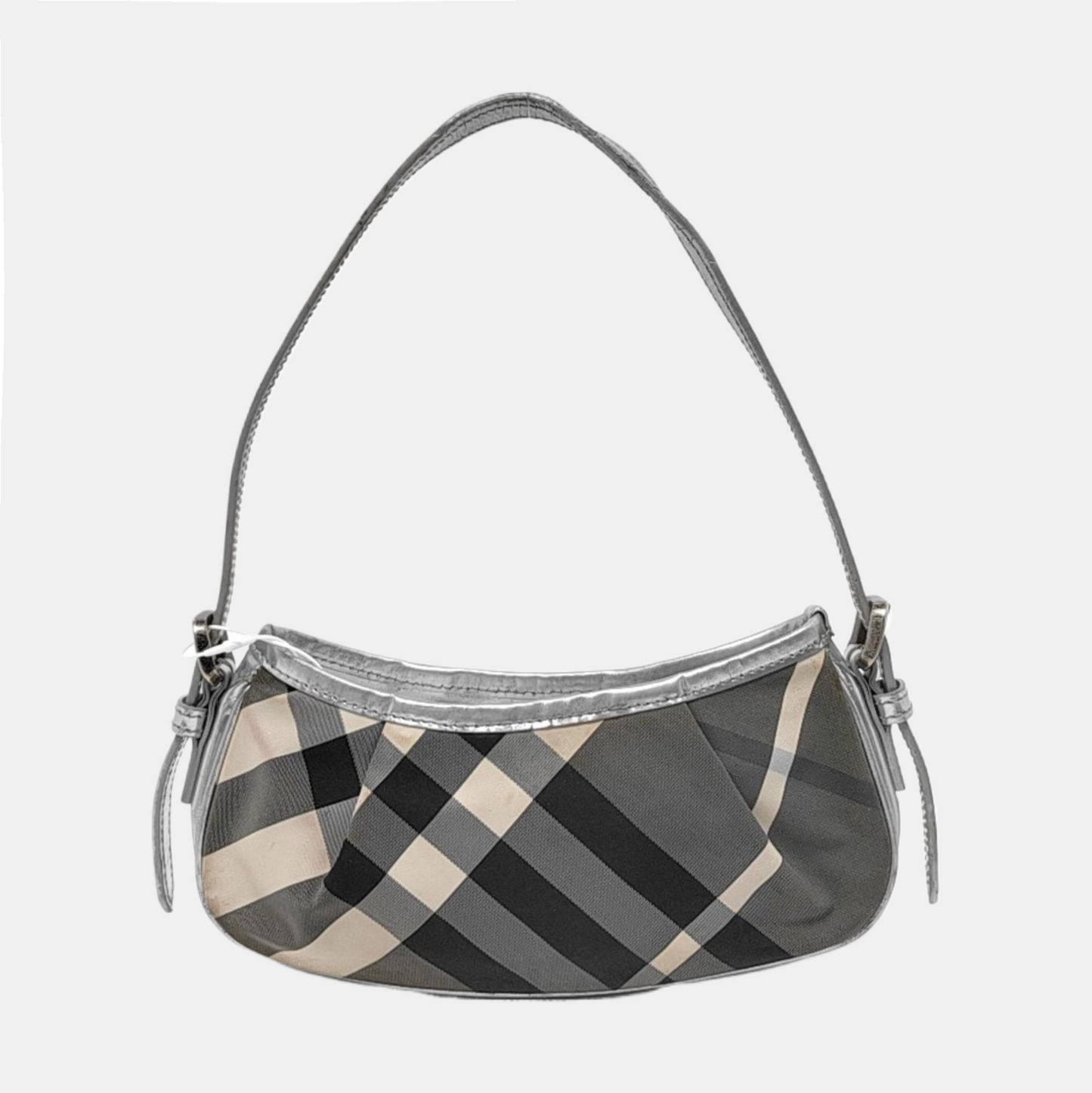 BURBERRY Gray Nylon Single Shoulder Bag, Handbag Black hardware Removable shoulder strap-(SKU)-951639021