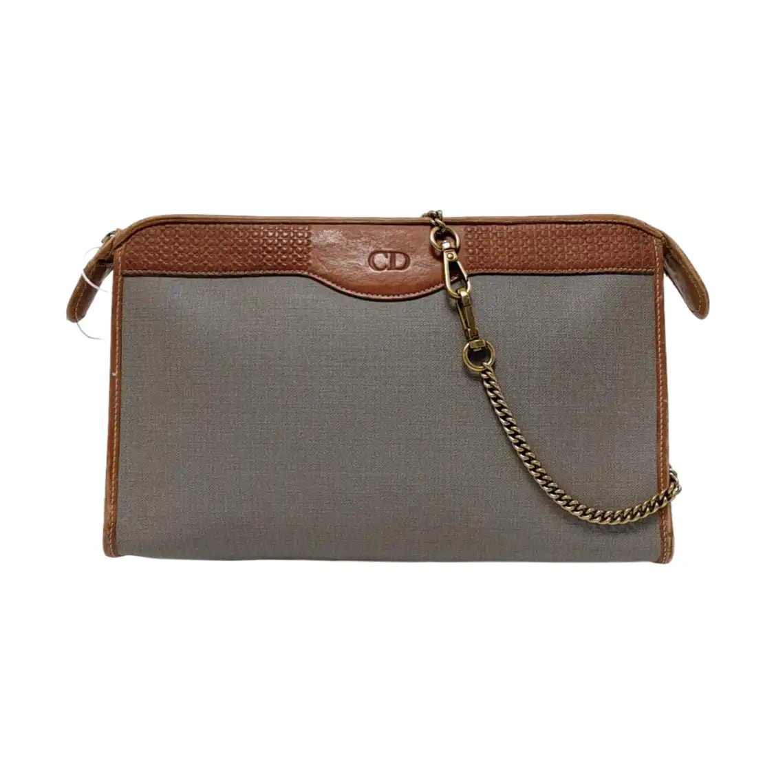 DIOR Gray Coated Canvas Crumpled Handbag Golden hardware-(SKU)-951570397