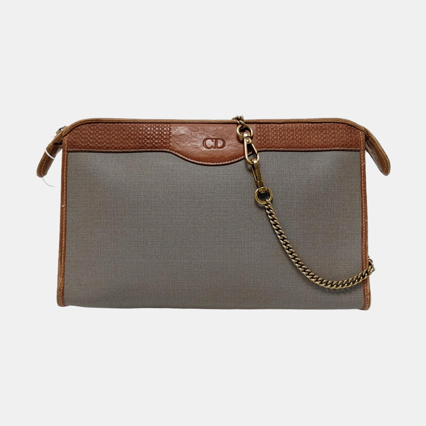 DIOR Gray Coated Canvas Crumpled Handbag Golden hardware-(SKU)-951570397