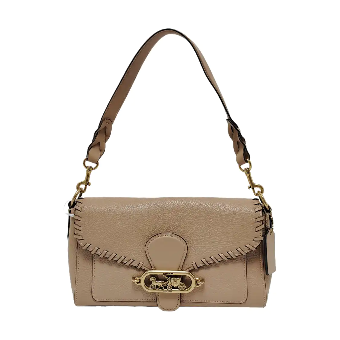 COACH 26 Khaki Cowhide Carriage Single Shoulder Bag Crossbody Handbag Golden hardware Removable shoulder strap-(SKU)-951599641