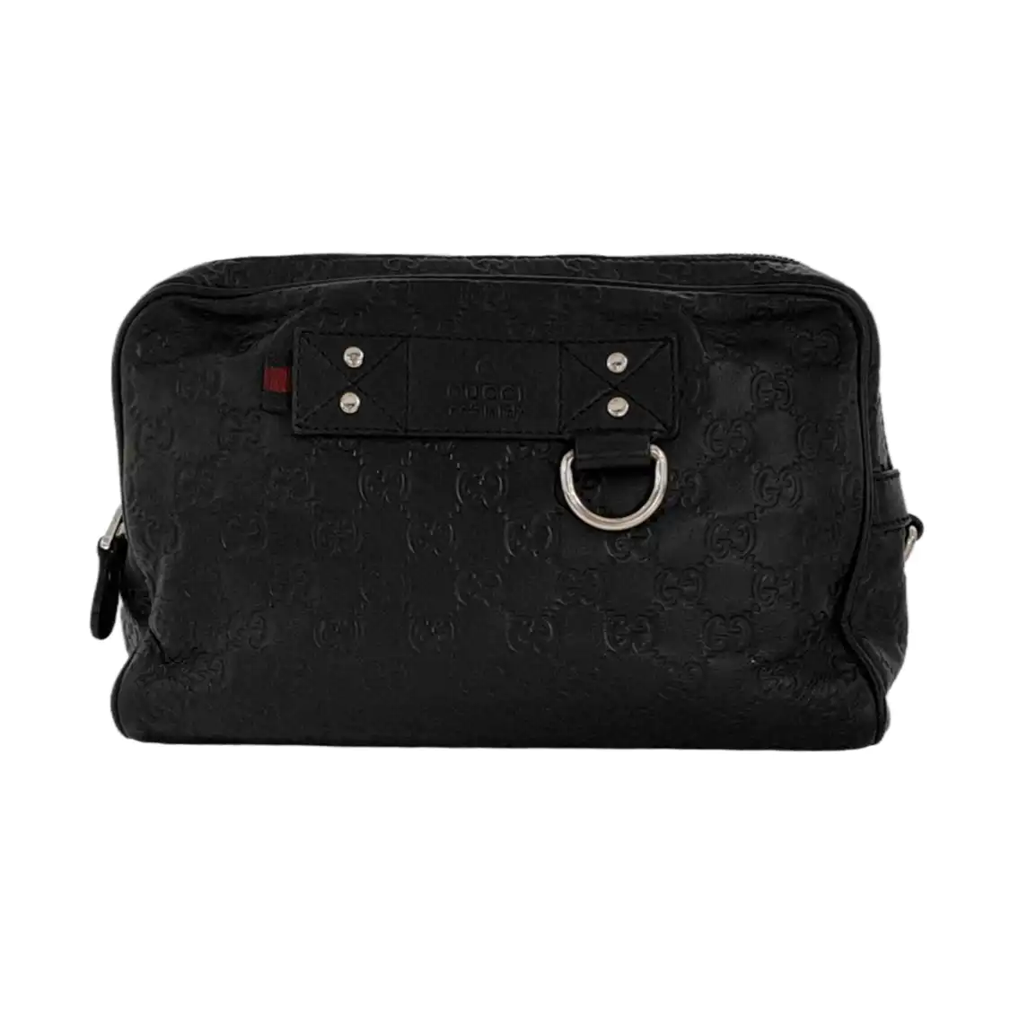 GUCCI Black cowhide monogram embossed handbag Silver Hardware-(SKU)-951637057