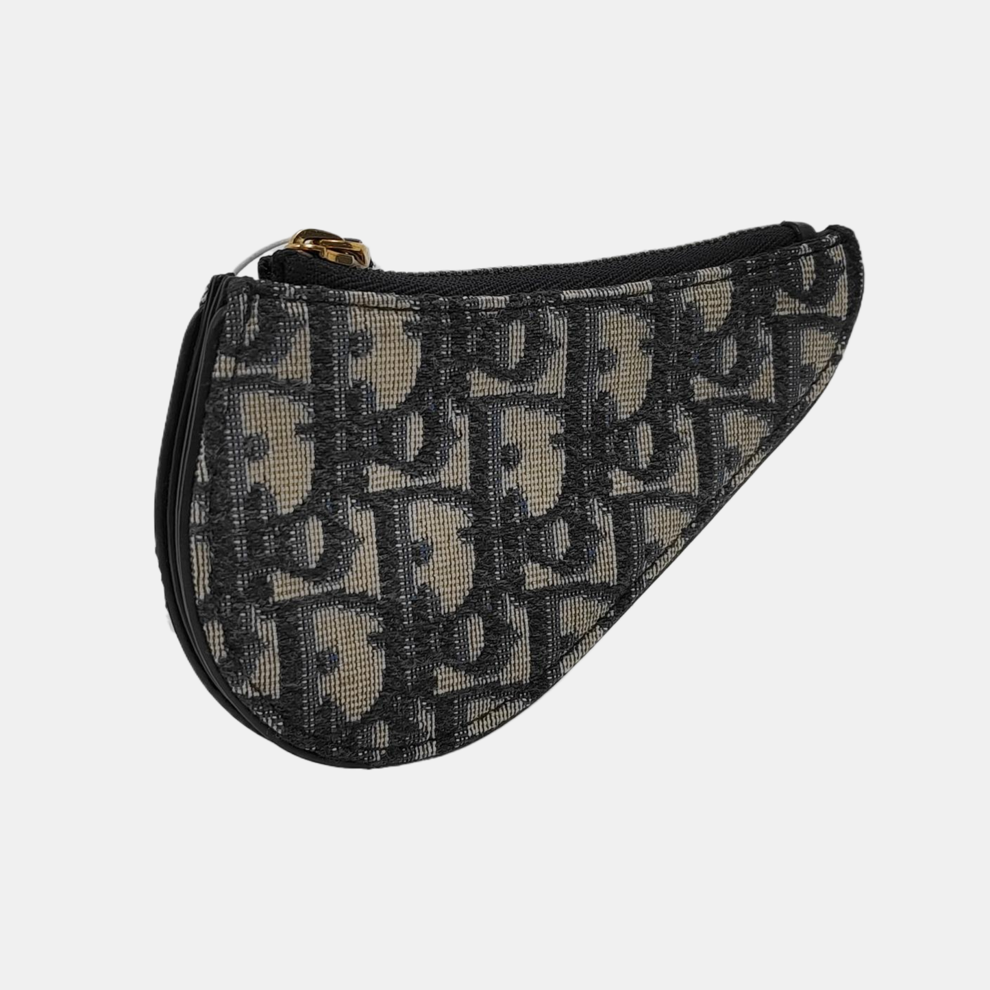 DIOR Saddle Blue Canvas Monogrammed Card Case Golden hardware Complete Accessories-(SKU)-951245547
