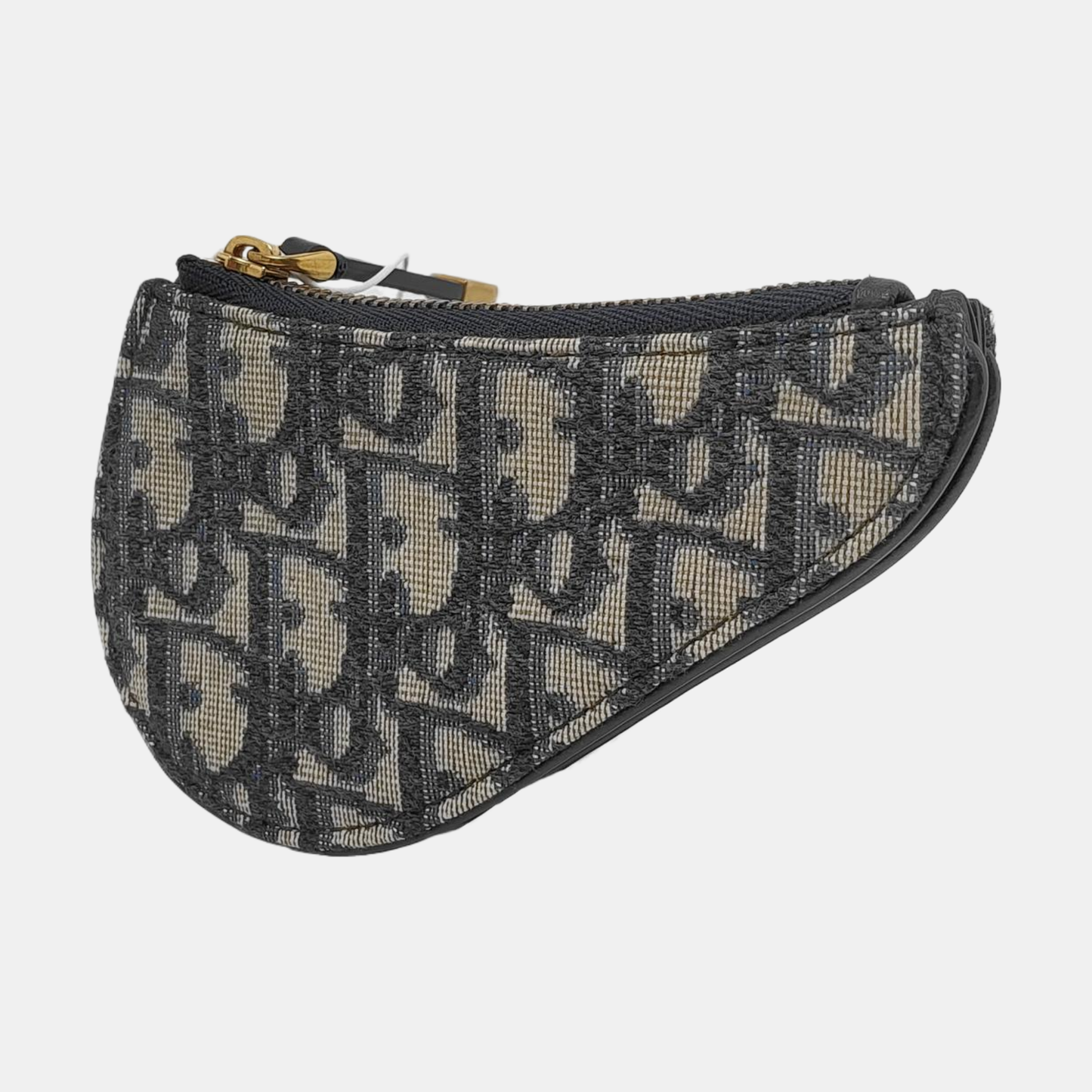 DIOR Saddle Blue Canvas Monogrammed Card Case Golden hardware Complete Accessories-(SKU)-951245547