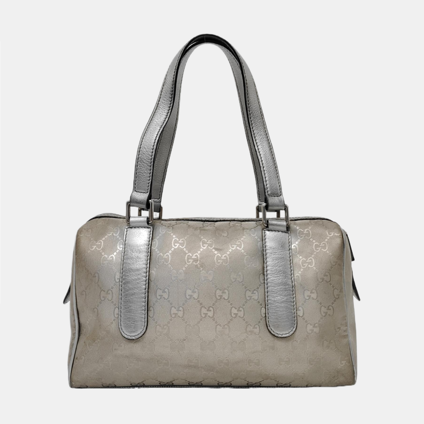 GUCCI Guccissima Silver Coated Canvas Monogram Handbag Silver Hardware-(SKU)-951869728