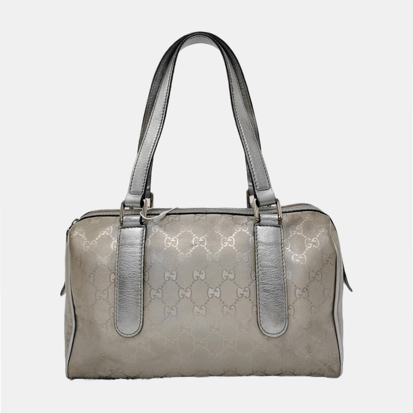 GUCCI Guccissima Silver Coated Canvas Monogram Handbag Silver Hardware-(SKU)-951869728