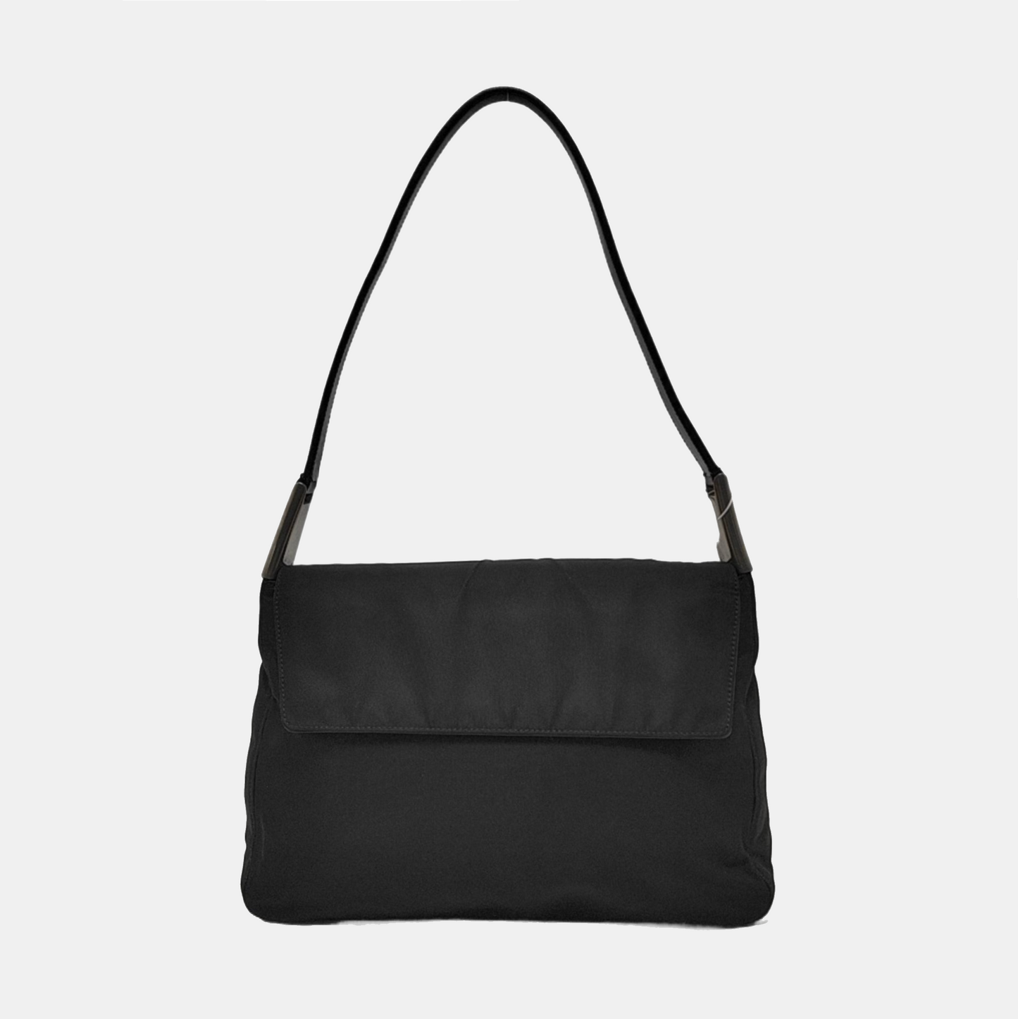 PRADA Black Nylon Single Shoulder Bag Silver Hardware-(SKU)-951945134