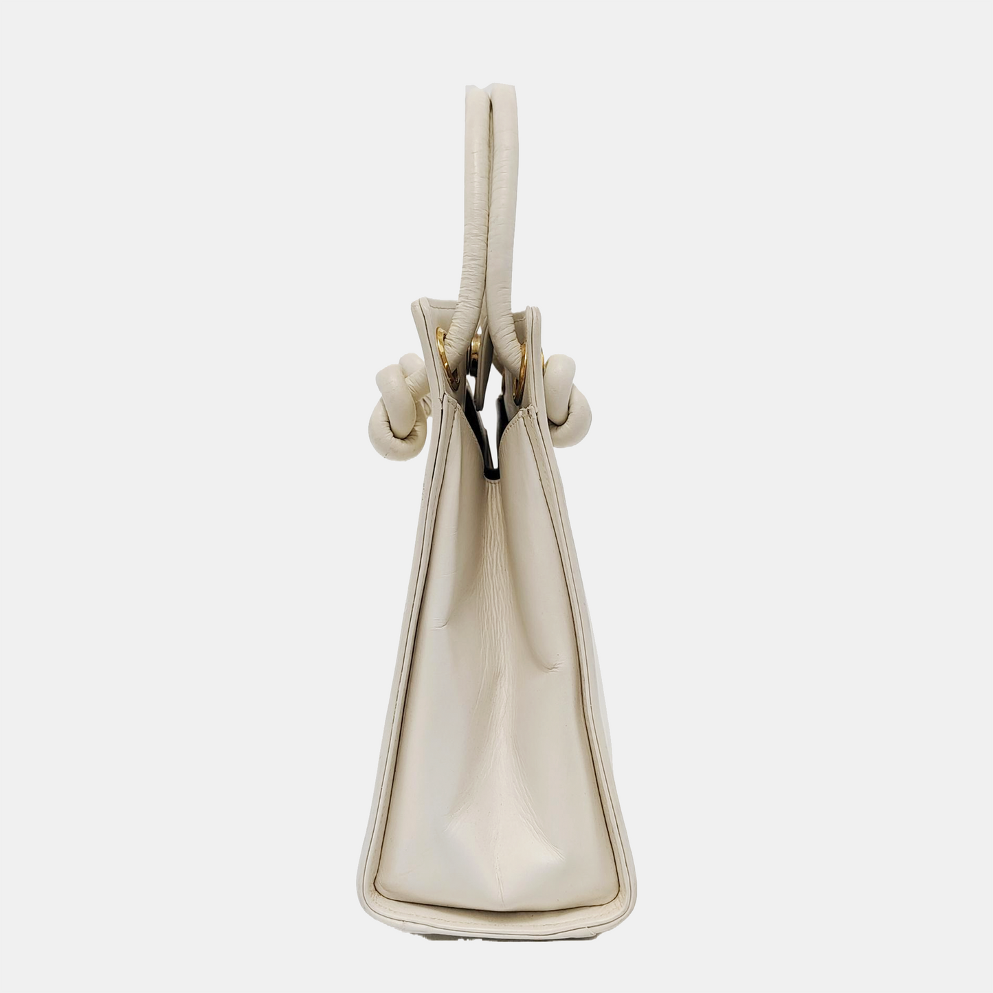 FERRAGAMO White Leather Embossed Tote Bag Golden hardware-(SKU)-951805301