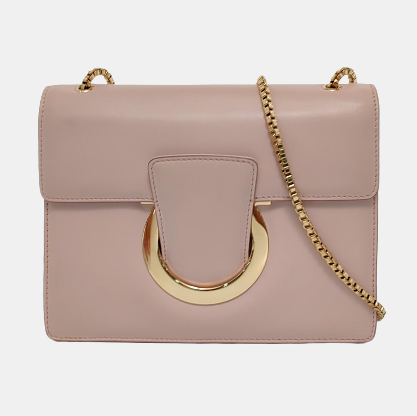 FERRAGAMO Thalia Light Pink Leather Crossbody Bag Single Shoulder Bag Golden hardware-(SKU)-951994003