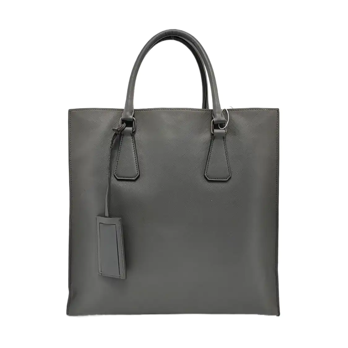PRADA Tote bag Gray Cowhide Crosshatch Pattern Handbag, Single Shoulder Bag, Crossbody Ruthenium color hardware-(SKU)-951947159