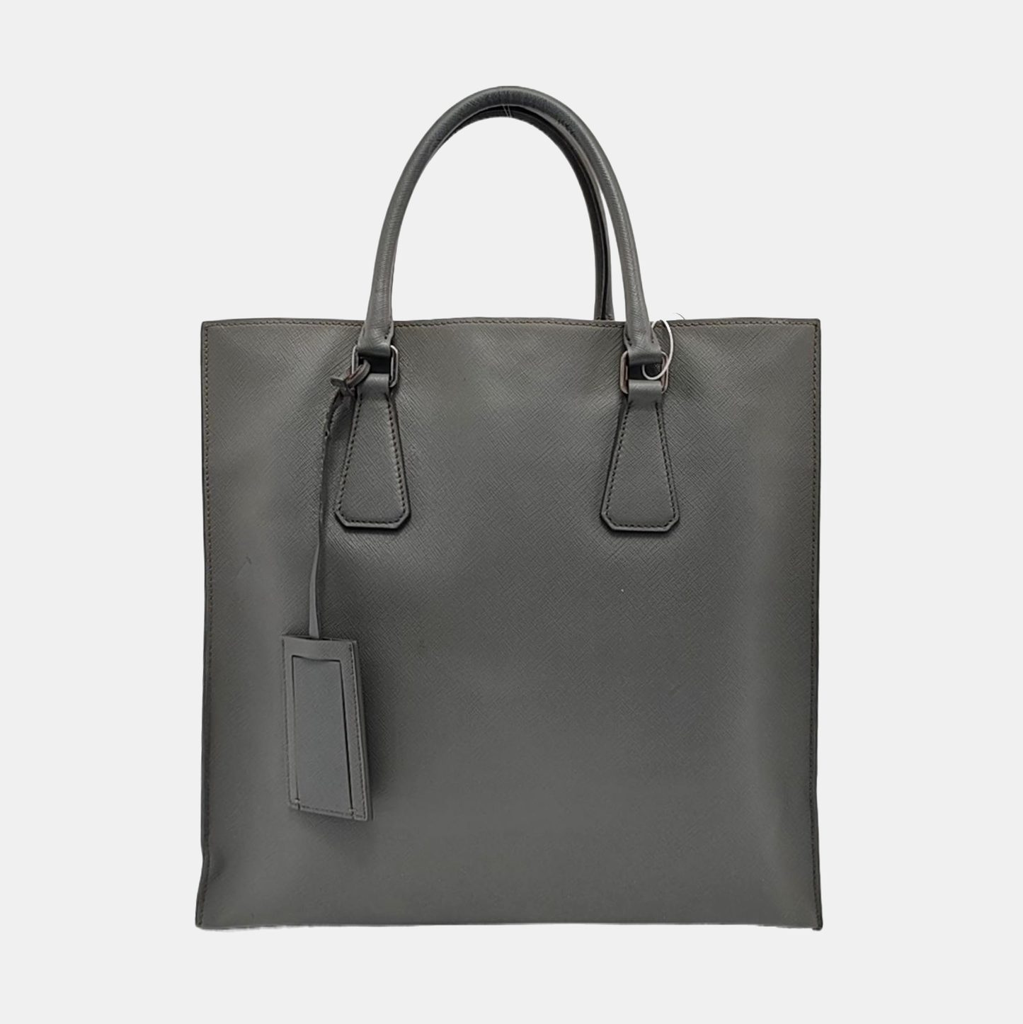 PRADA Tote bag Gray Cowhide Crosshatch Pattern Handbag, Single Shoulder Bag, Crossbody Ruthenium color hardware-(SKU)-951947159