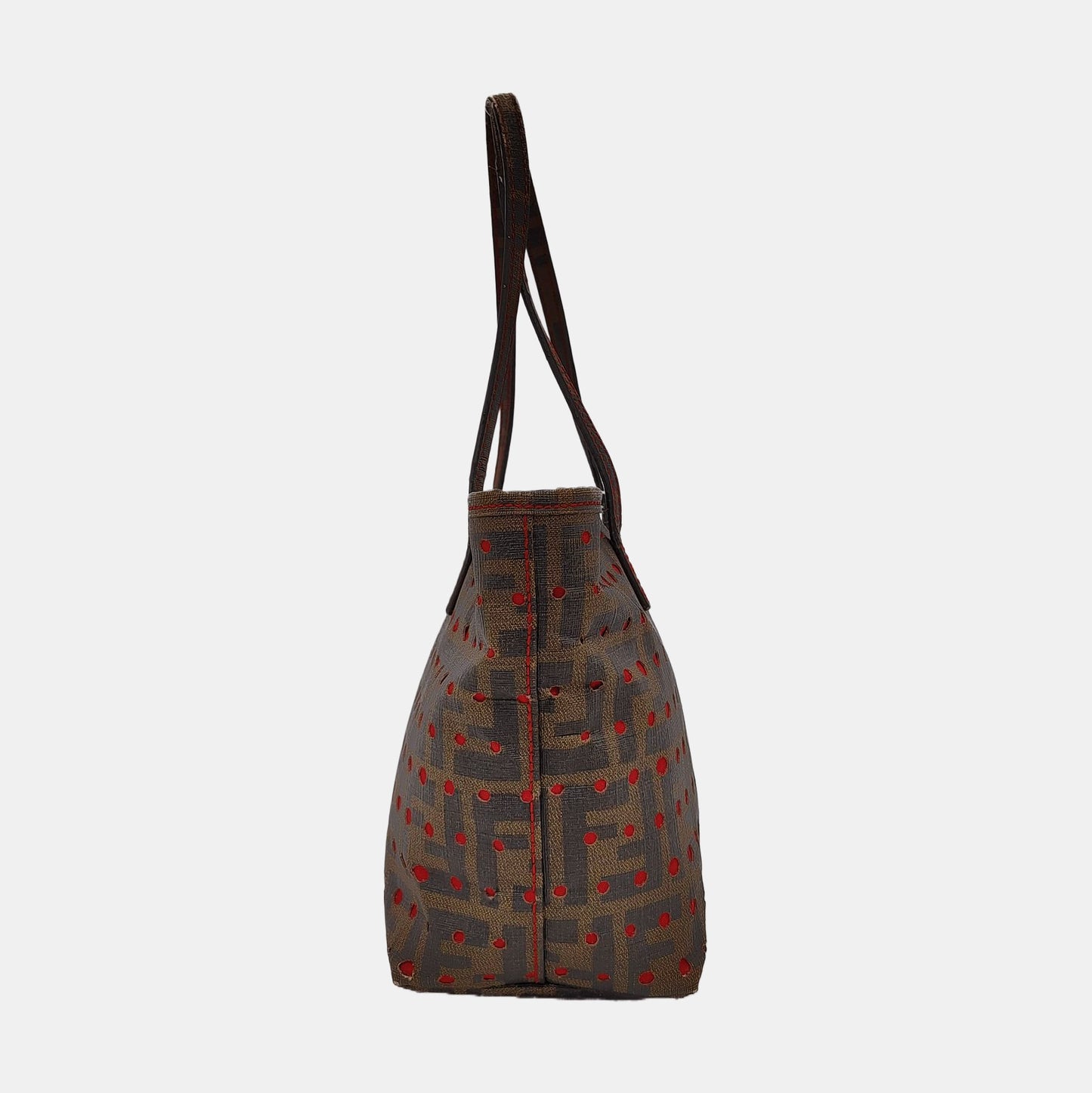 FENDI Tote bag 棕色织物双FHandheld包 Golden hardware-(SKU)-951940750