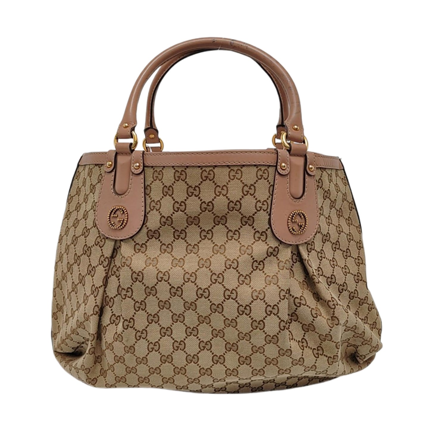 GUCCI Sukey Khaki Canvas Monogram Tote Bag Single Shoulder Bag Golden hardware-(SKU)-951940083