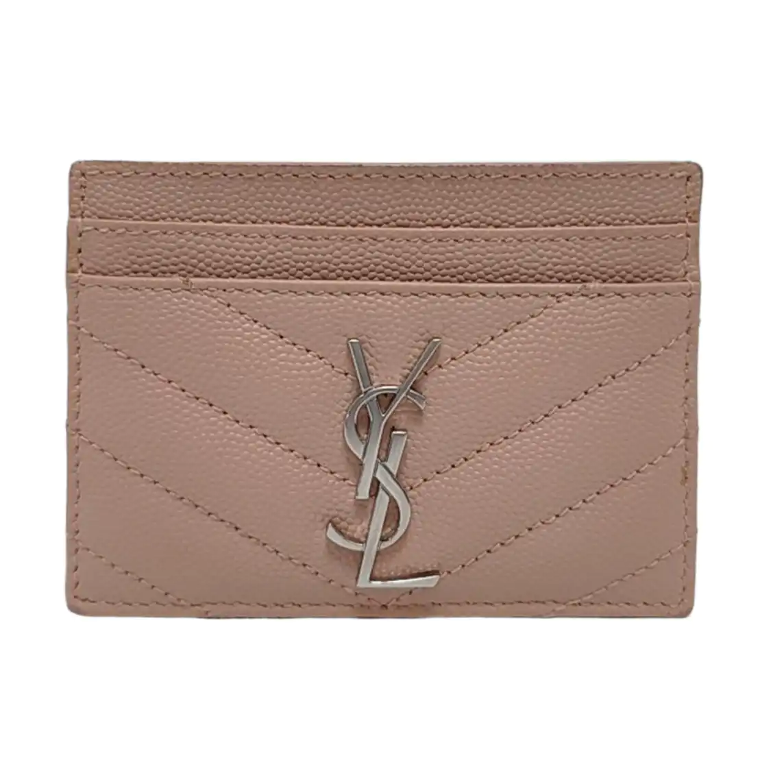 YSL MONOGRAM Pink Cowhide Card Case Silver Hardware-(SKU)-952265128
