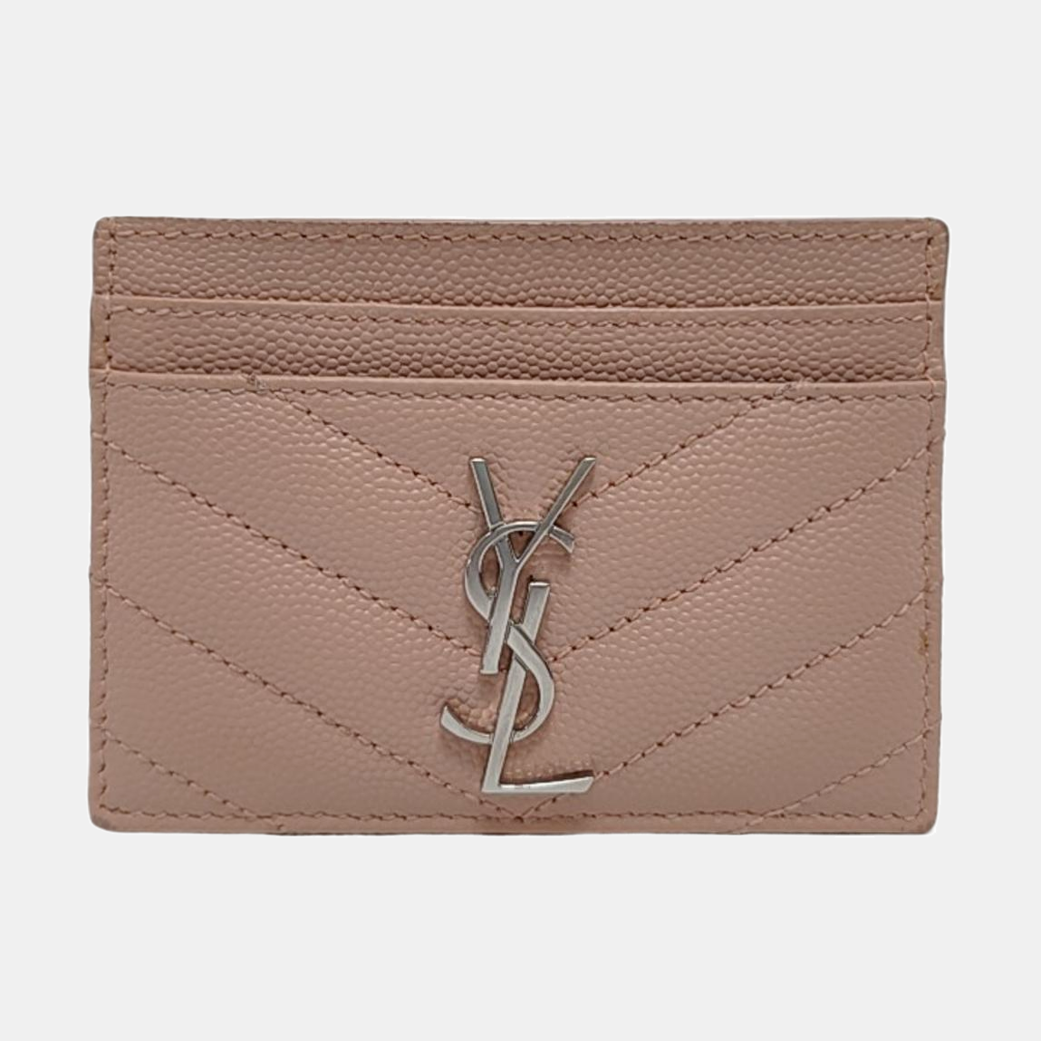 YSL MONOGRAM Pink Cowhide Card Case Silver Hardware-(SKU)-952265128