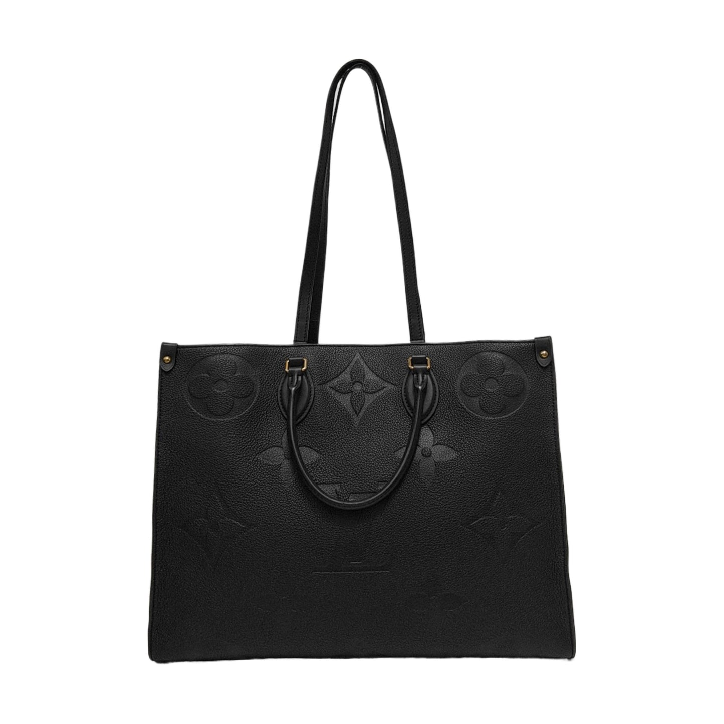 LOUIS VUITTON ONTHEGO Large Black Leather Monogram Embossed Jungle Bag Single Shoulder Bag Tote Bag Golden Hardware-(SKU)-952108425