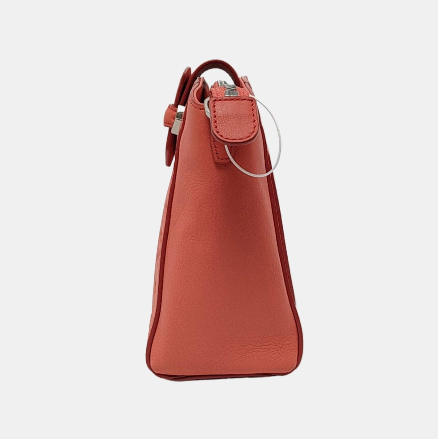 MCM ESSENTIAL Small size Orange Pink Leather Old Flower Single Shoulder Bag Crossbody Bag Silver Hardware Removable shoulder strap-(SKU)-952014673
