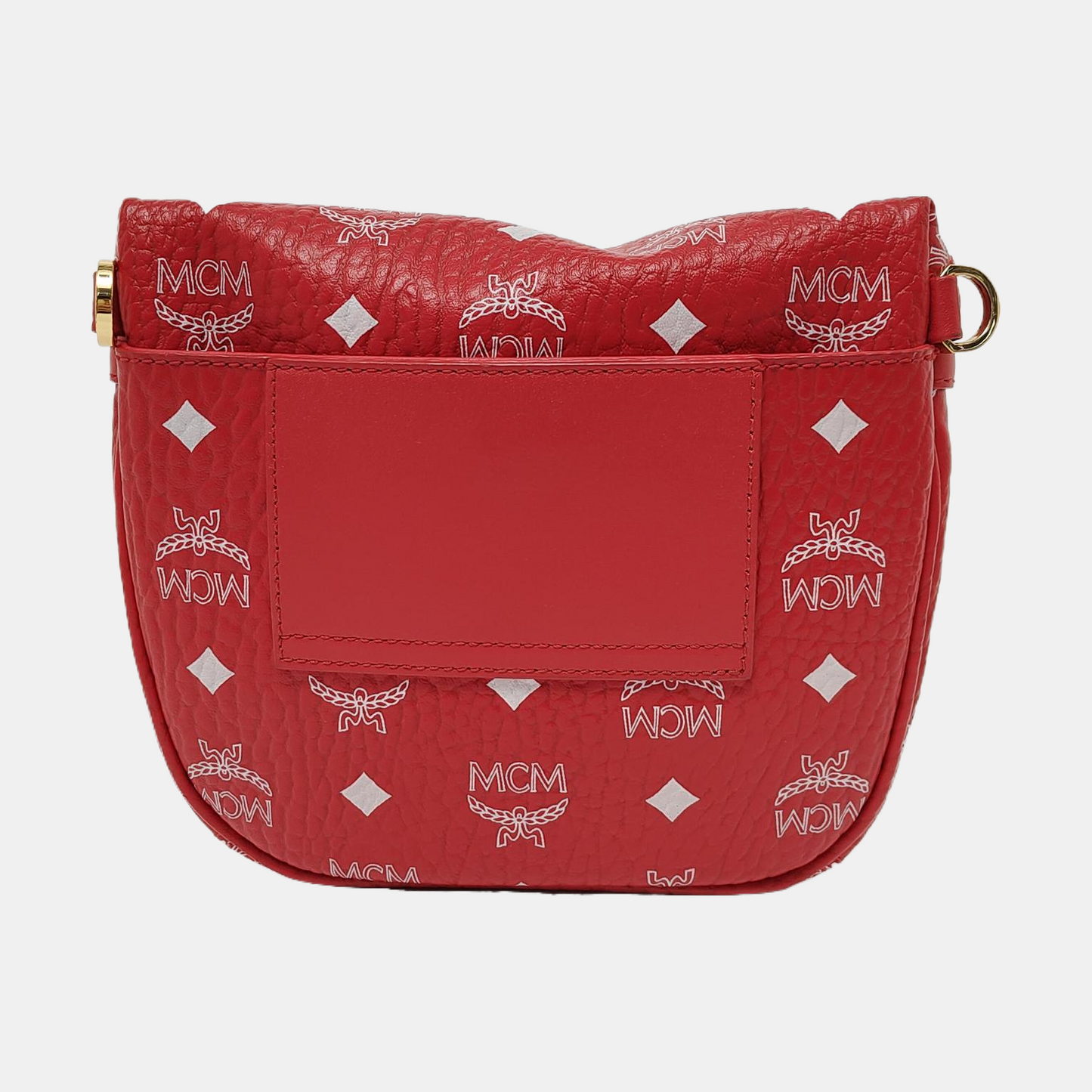 MCM KLASSIK Small size Red Coated Canvas Printed Shoulder Bag Crossbody Golden hardware Removable shoulder strap-(SKU)-952009308