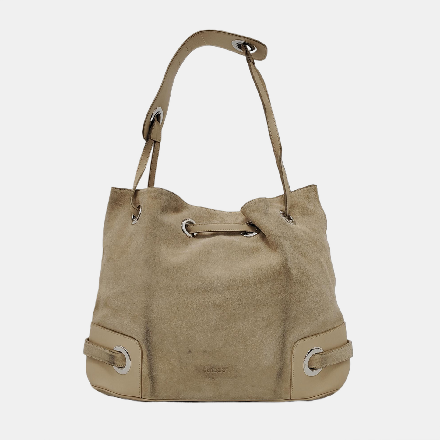 BALLY Tote bag Beige Suede Single Shoulder Tote Bag Silver Hardware-(SKU)-952425737