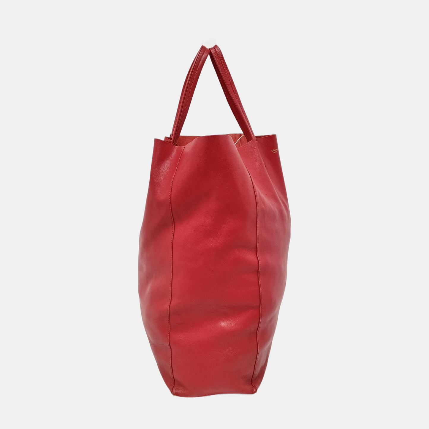 CELINE VERTICAL CABAS Medium size Red Sheepskin Handbag Golden hardware-(SKU)-952291524