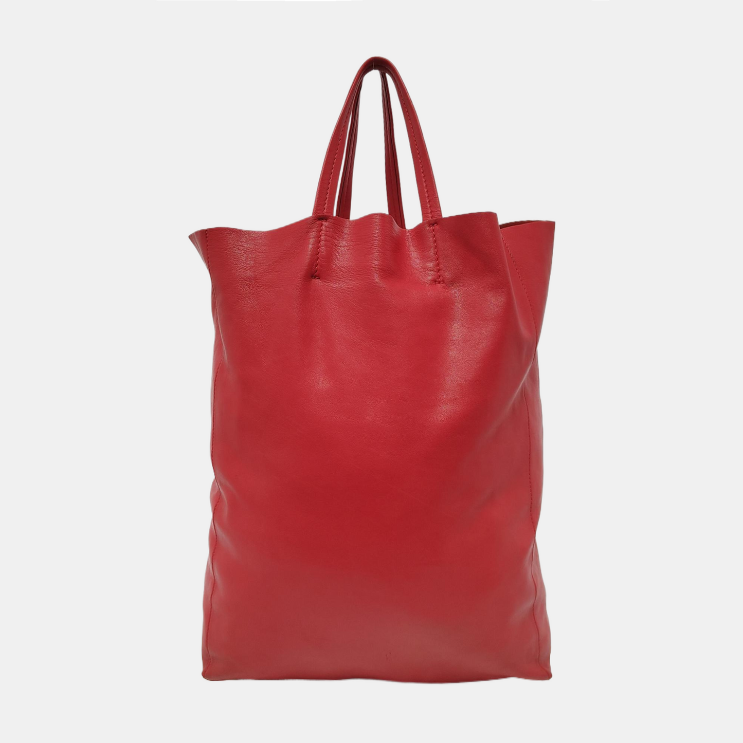 CELINE VERTICAL CABAS Medium size Red Sheepskin Handbag Golden hardware-(SKU)-952291524