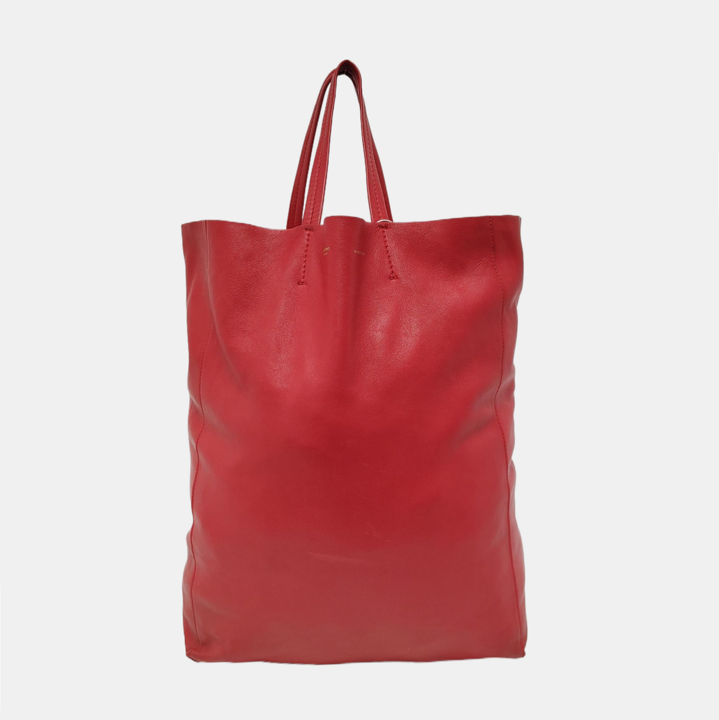 CELINE VERTICAL CABAS Medium size Red Sheepskin Handbag Golden hardware-(SKU)-952291524