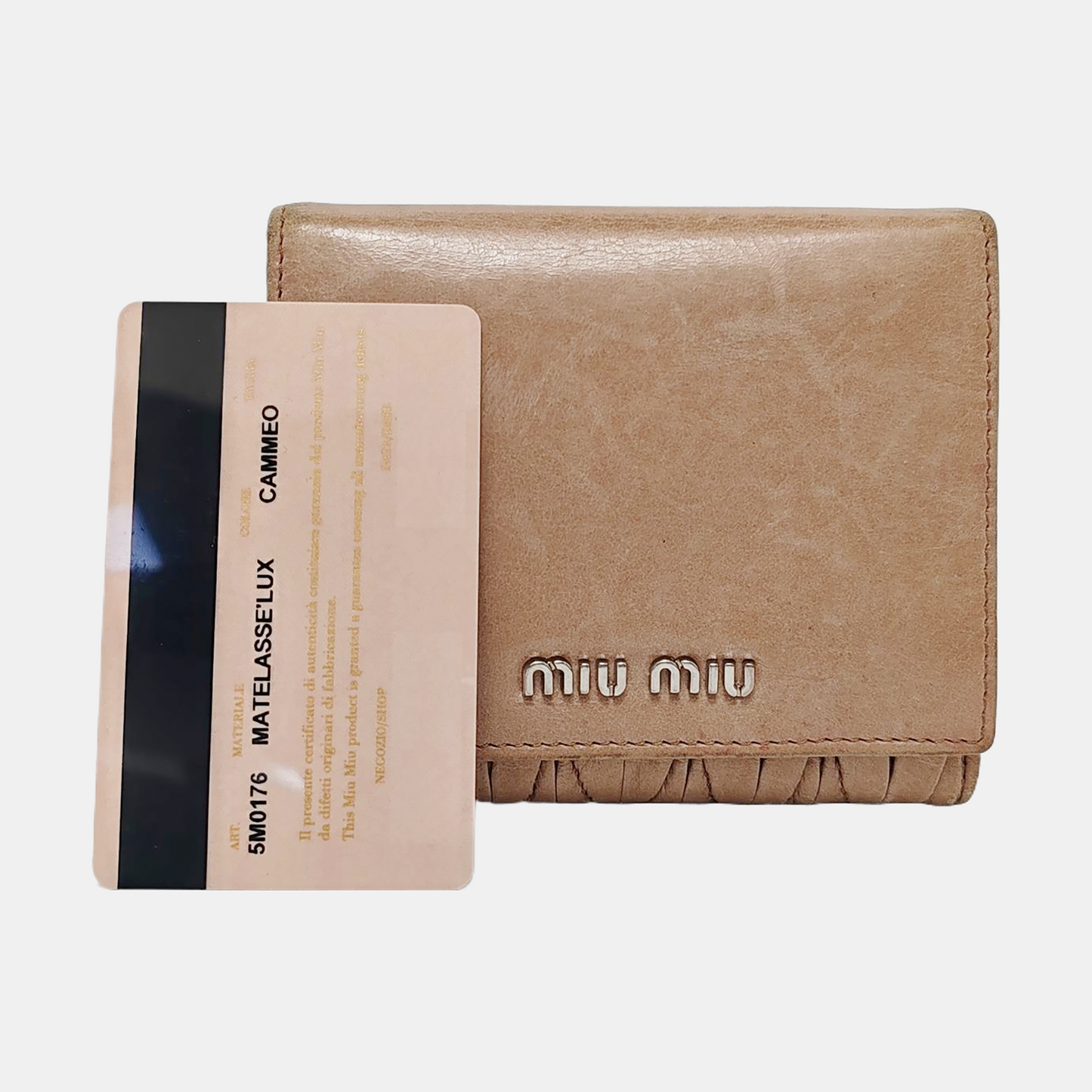Miu Miu Gray Brown Leather Quilted Wallet Silver Hardware-(SKU)-952408891