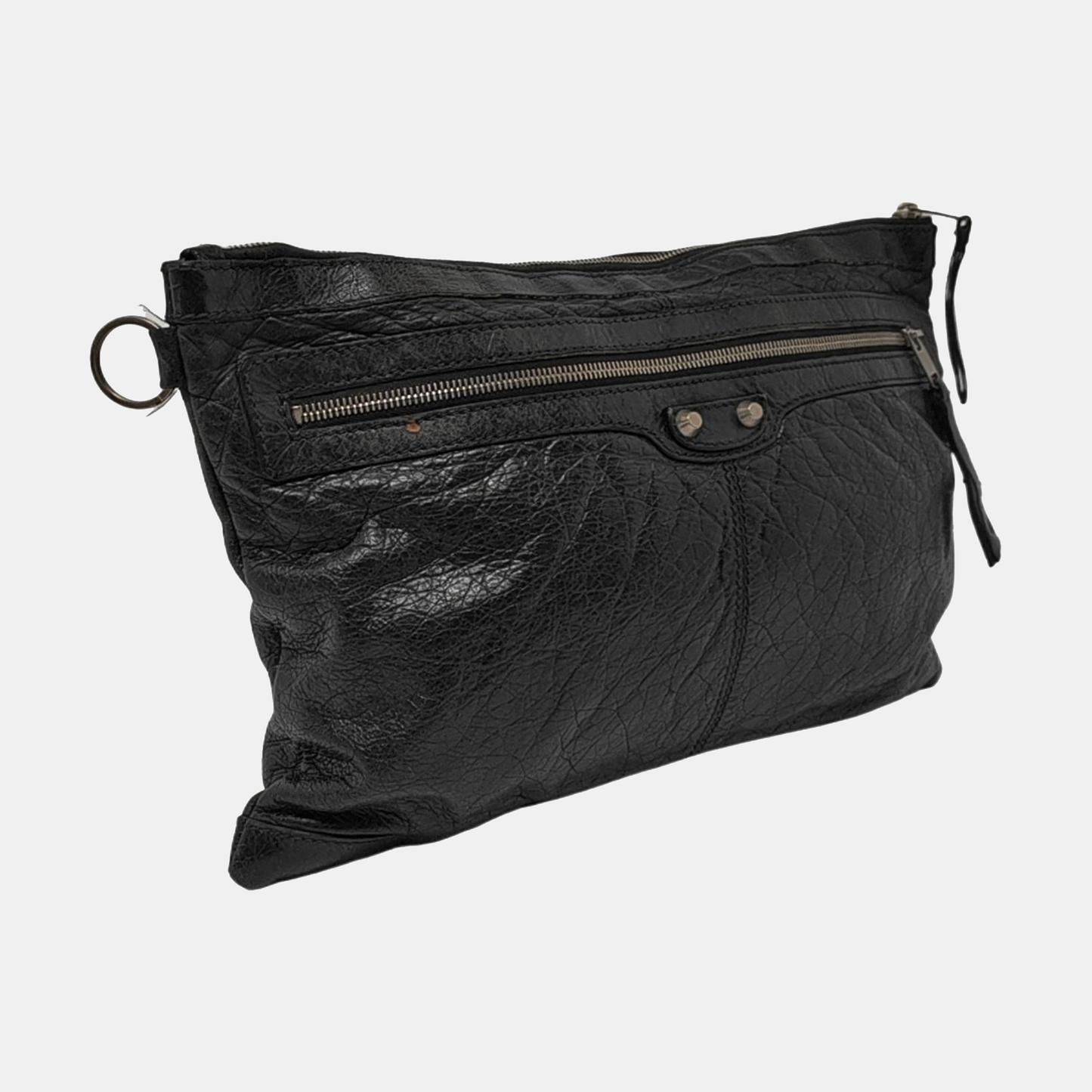 BALENCIAGA Classic City Medium size Black Lamb Skin Biker Bag, Handbag Silver Hardware-(SKU)-952449143