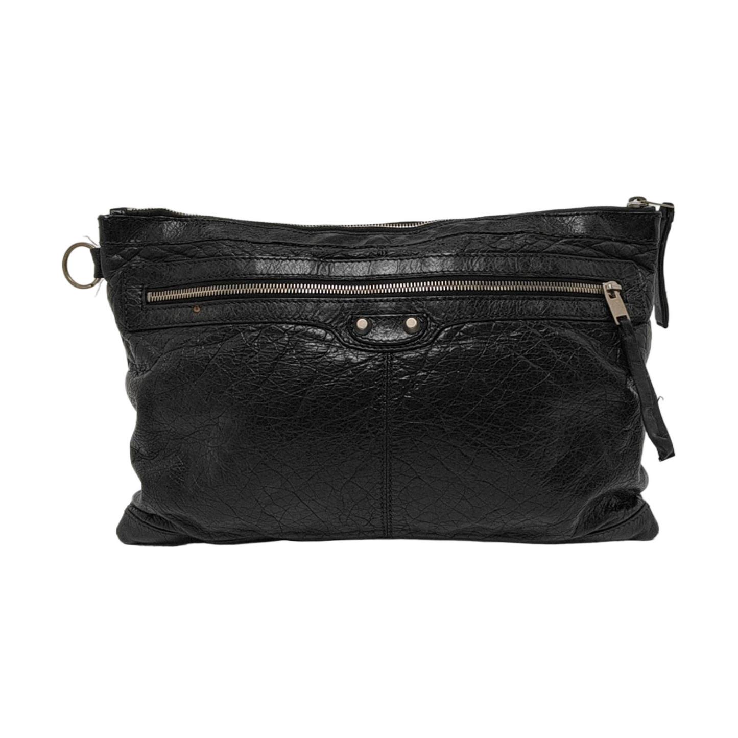 BALENCIAGA Classic City Medium size Black Lamb Skin Biker Bag, Handbag Silver Hardware-(SKU)-952449143