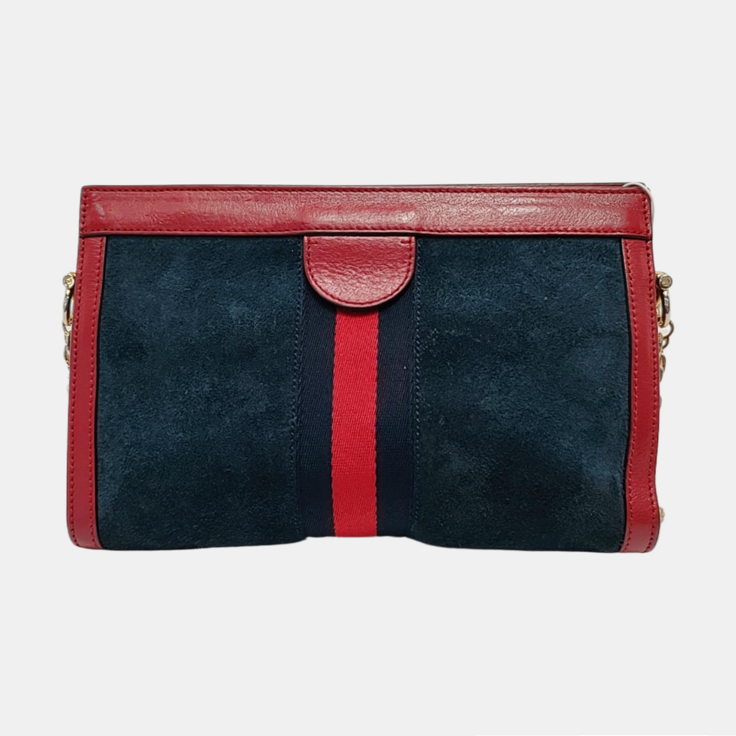 GUCCI Ophidia Small size Dark Blue Suede Striped Strap Single Shoulder Tote Bag Golden hardware-(SKU)-951867642