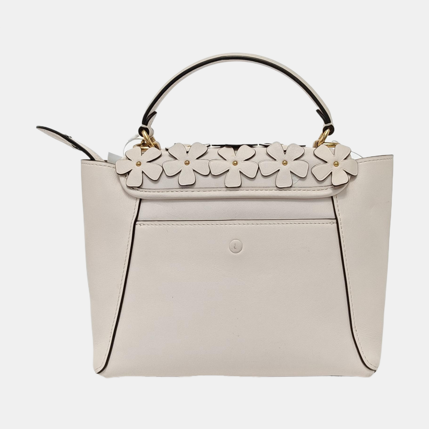 COACH COURIER White leather rivet patchwork single shoulder bag crossbody Golden hardware Removable shoulder strap-(SKU)-13839897