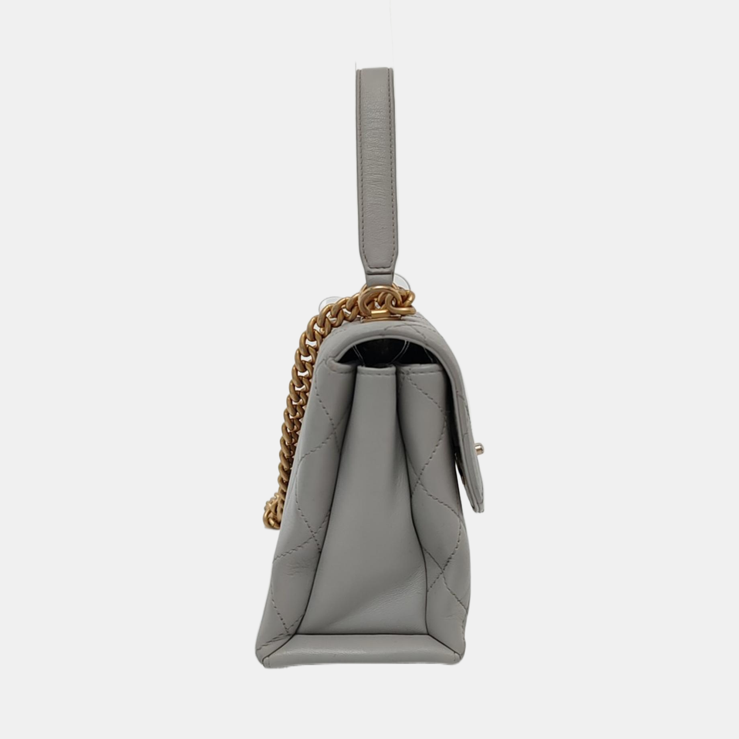 CHANEL TRENDY CC Grey Calfskin Quilted Crossbody Single Shoulder Bag with Gold Hardware, 28 Clasp-(SKU)-952289856