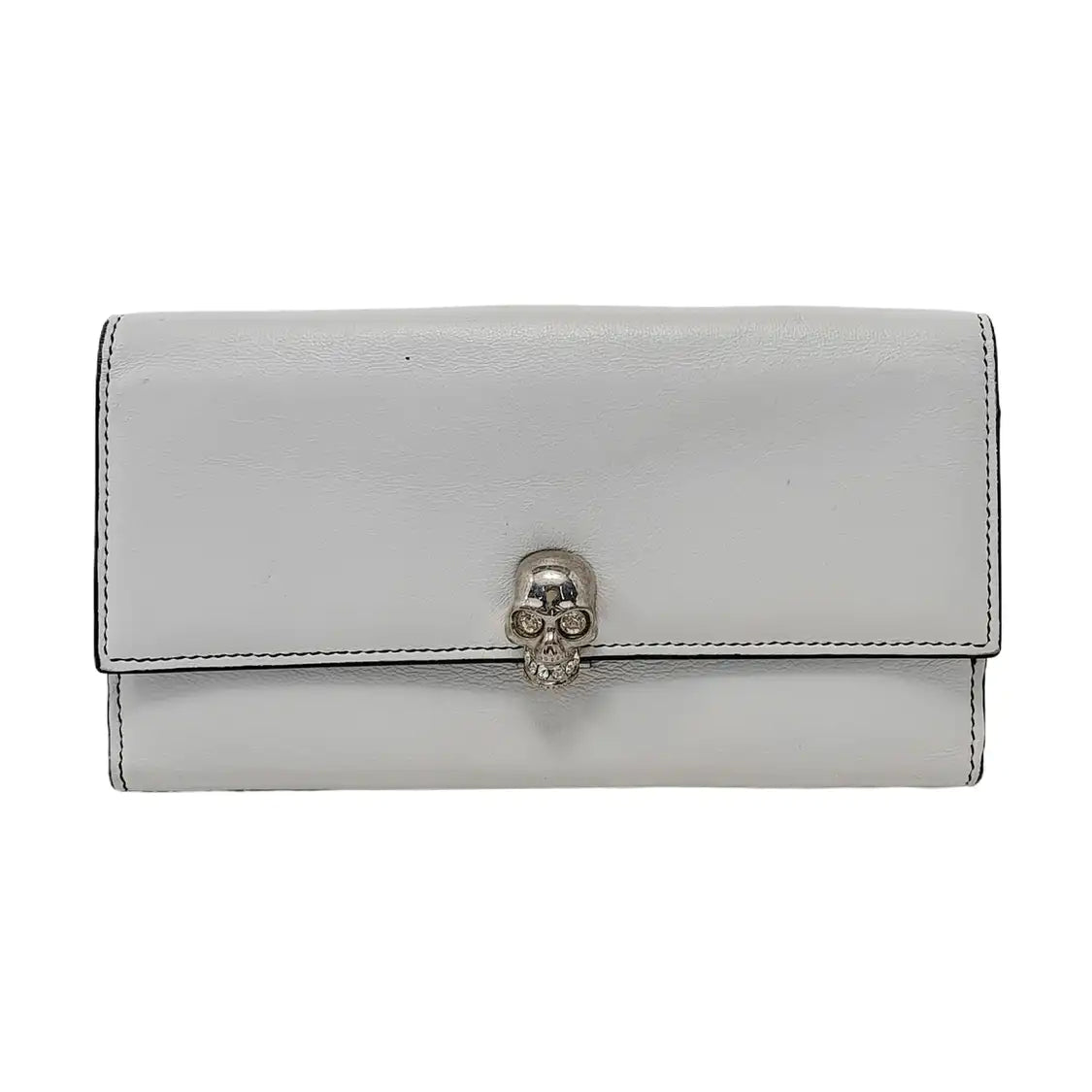 Alexander McQUEEN White Cowhide Wallet Silver Hardware-(SKU)-952748431