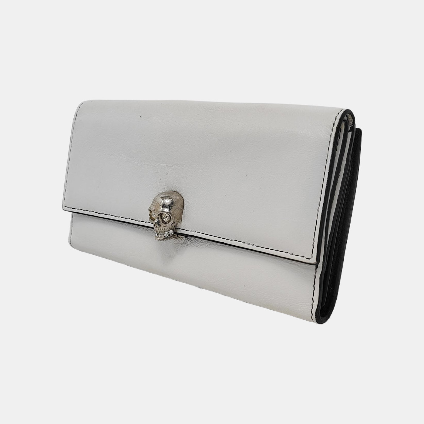 Alexander McQUEEN White Cowhide Wallet Silver Hardware-(SKU)-952748431