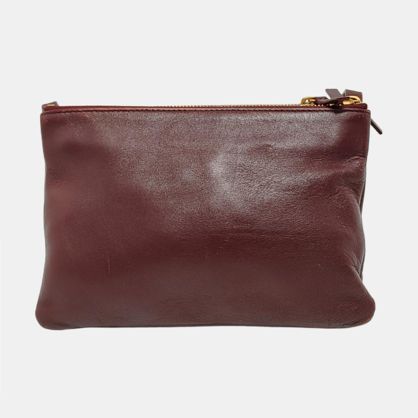 CELINE TRIO Small size Burgundy Lamb Skin Single Shoulder Bag Crossbody Golden hardware-(SKU)-952278283