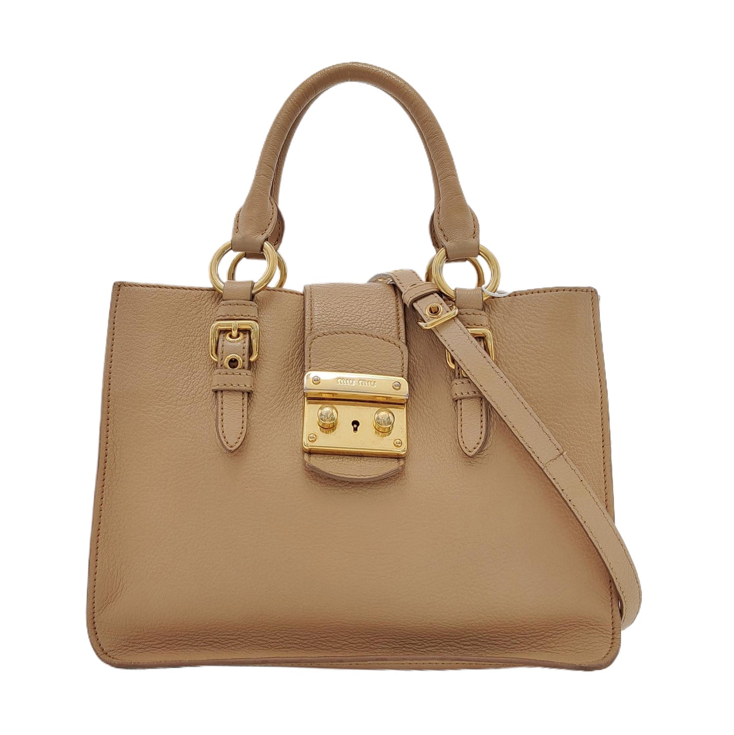Miu Miu Tote bag Khaki cowhide crossbody handbag single shoulder bag Golden Silver Hardware Removable shoulder strap-(SKU)-952659036