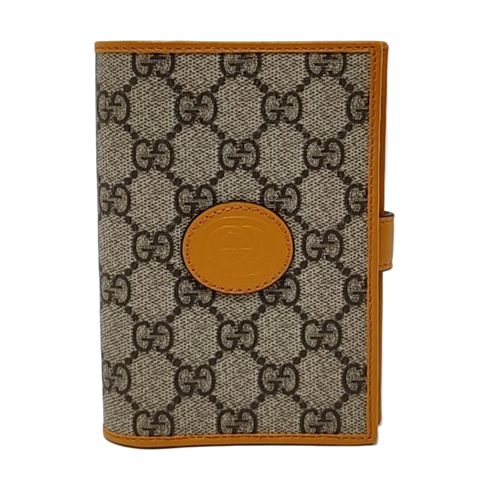 GUCCI Khaki Coated Canvas Monogrammed Card Case Silver Hardware-(SKU)-953011322