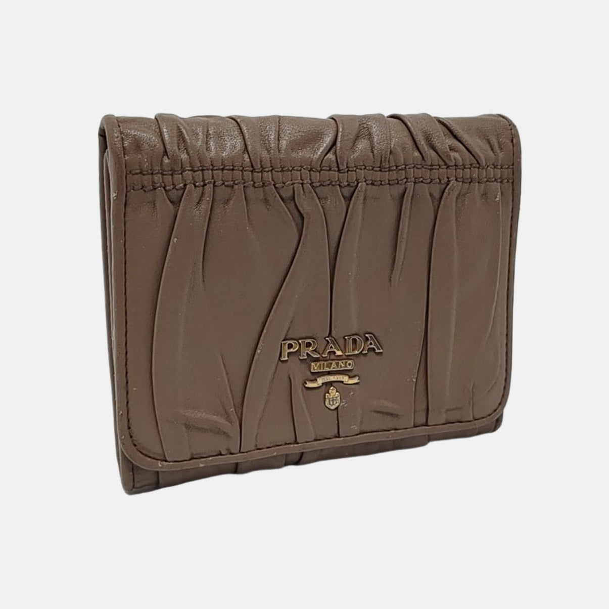 PRADA Diagramme Taupe Cowhide Wallet Golden hardware-(SKU)-953038830
