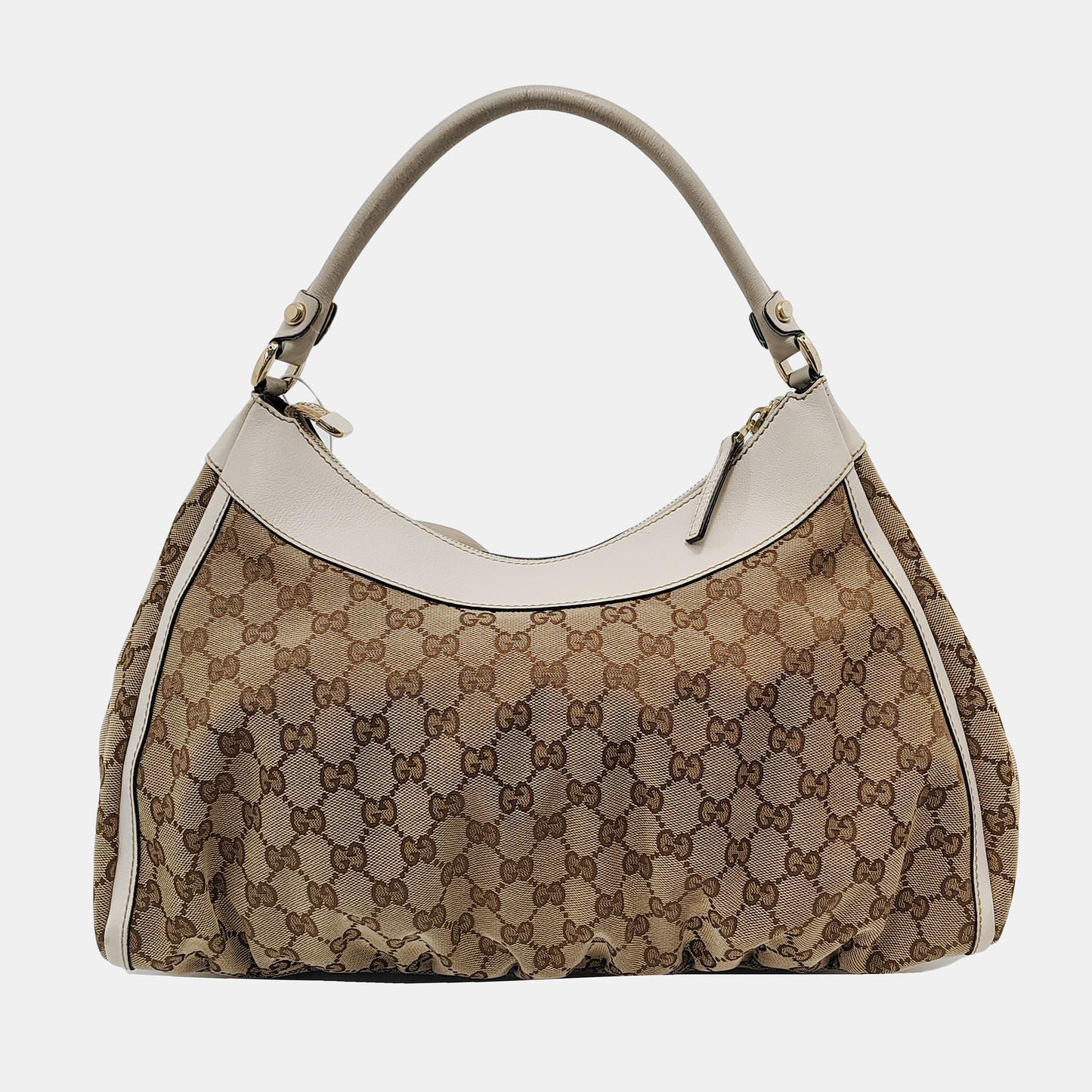 GUCCI D-Ring Large size Brown Canvas Monogram Handbag Single Shoulder Bag Golden hardware-(SKU)-953121476