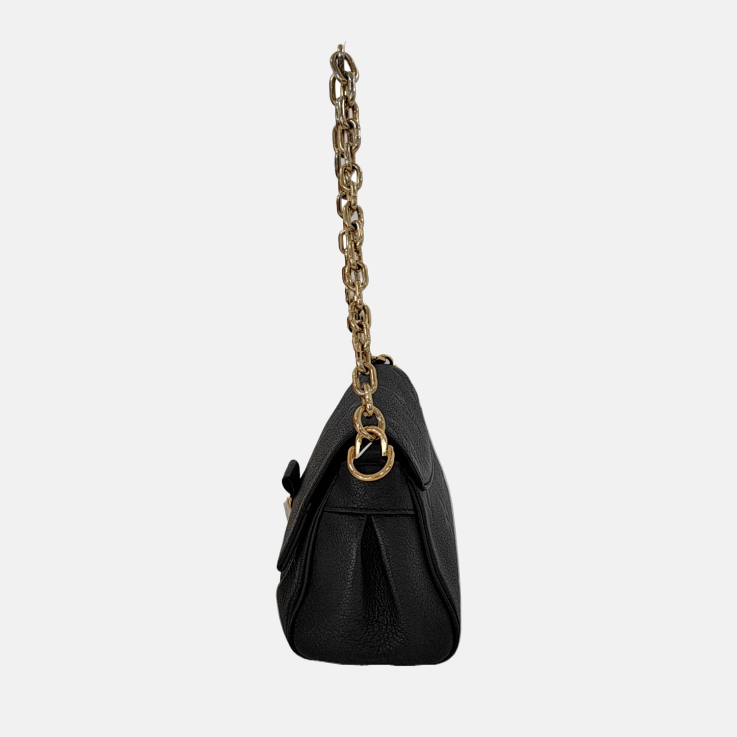 LOUIS VUITTON FAVORITE Black Leather Embossed Shoulder Bag Crossbody Bag 2 Detachable Straps Gold Hardware-(SKU)-953032039