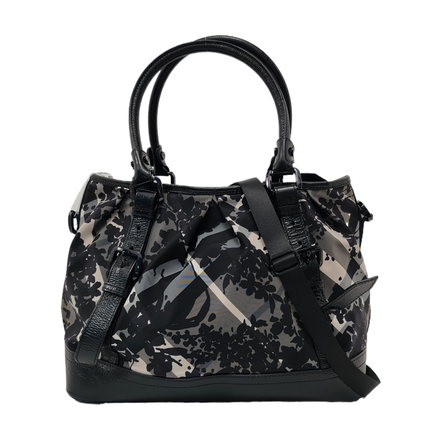 BURBERRY Northfield Gray Nylon Printed Single Shoulder Bag with Handbag and Crossbody Silver Hardware-(SKU)-953119737