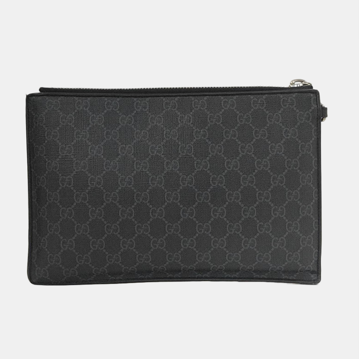 GUCCI Courrier Black Coated Canvas Monogram Embroidered Handbag Silver Hardware-(SKU)-953095633
