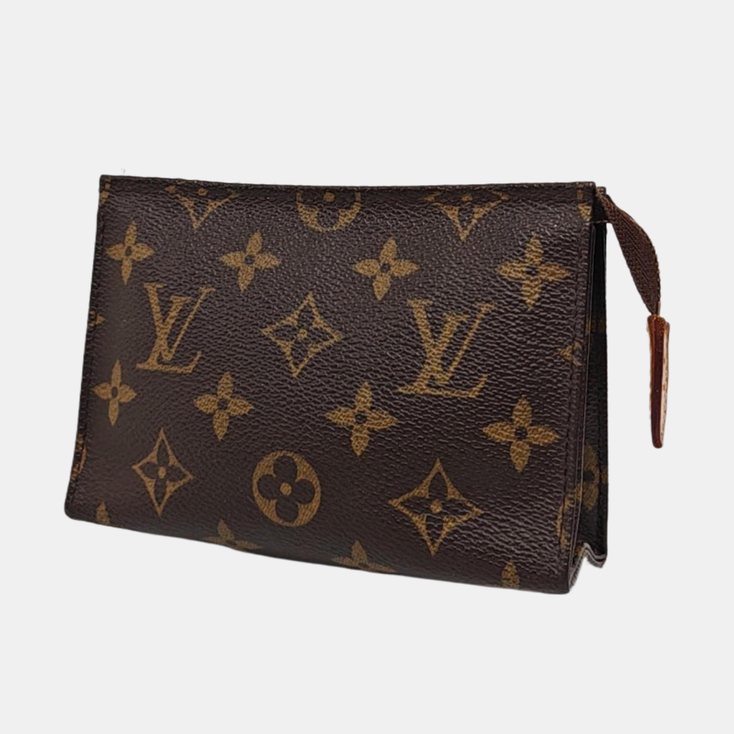 LOUIS VUITTON POCHE TOILETTE 15 Brown Coated Canvas Monogram Cosmetic Bag Clutch Golden hardware-(SKU)-953111259