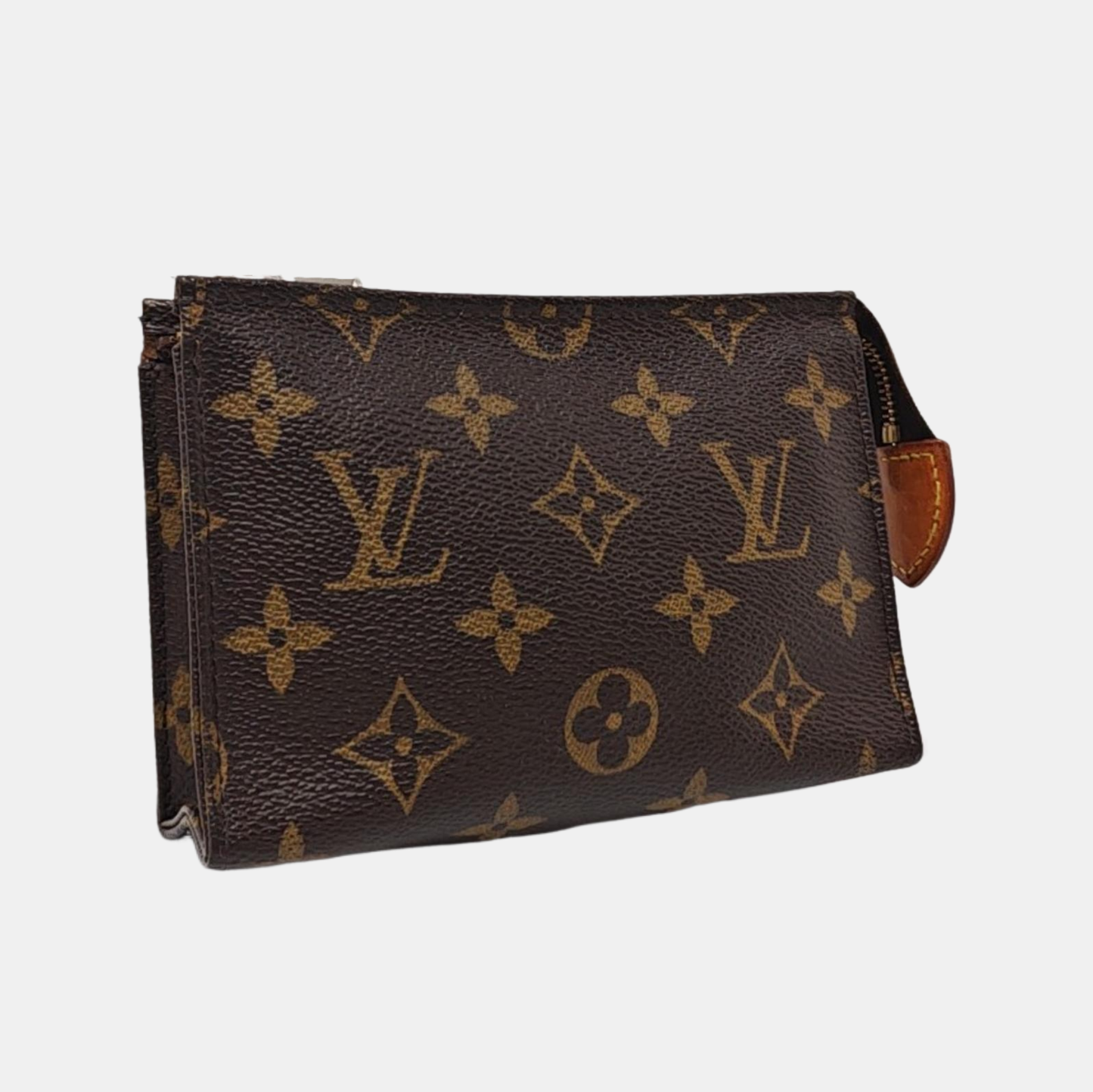 LOUIS VUITTON POCHE TOILETTE 15 Brown Coated Canvas Monogram Cosmetic Bag Clutch Golden hardware-(SKU)-953111259