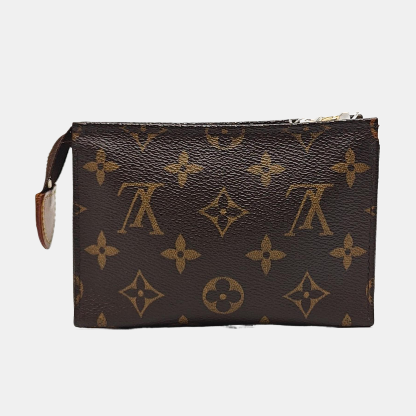 LOUIS VUITTON POCHE TOILETTE 15 Brown Coated Canvas Monogram Cosmetic Bag Clutch Golden hardware-(SKU)-953111259